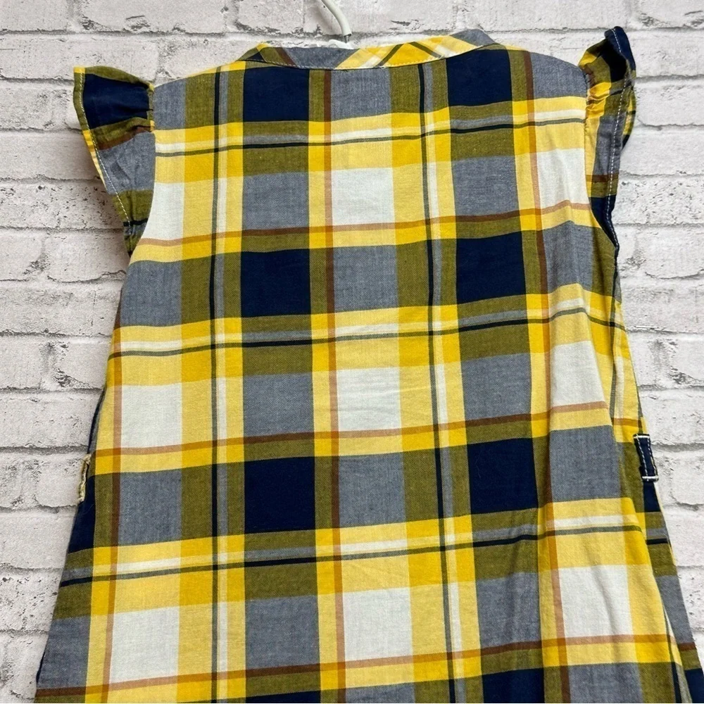 Carter's Size 3T Yellow Blue Plaid Dress Buttons Ruffles